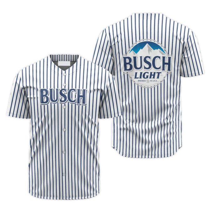 Busch Light Striped Baseball Jersey – Classic Style For Beer Lovers