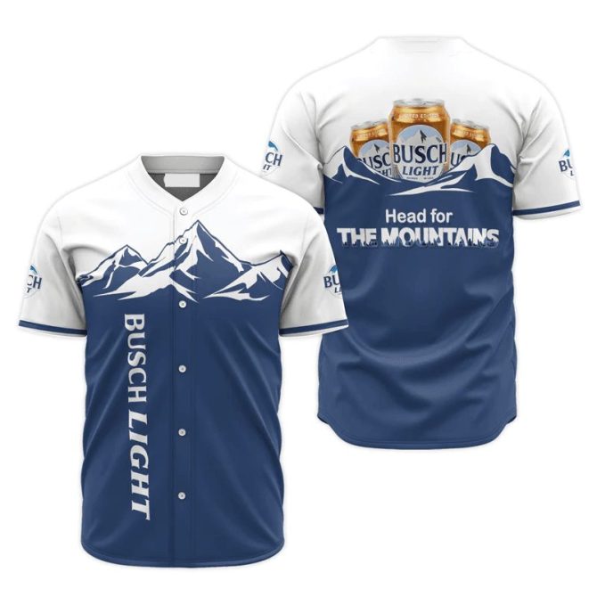 Busch Light Baseball Jersey – Head For The Mountains Design For Beer Lovers