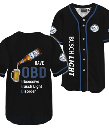Busch Light Baseball Jersey - Funny Obd Design For Beer Lovers