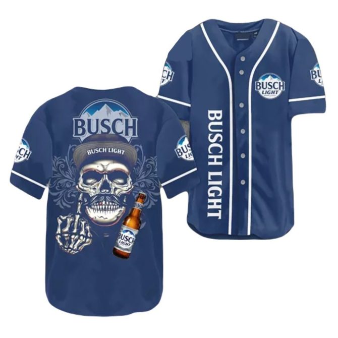 Busch Light Skull Baseball Jersey – Unique Graphic Tee For Beer Lovers