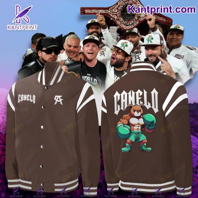 Exclusive Canelo Boxing Varsity Jacket – Stylish Brown Bomber With Graphic Design
