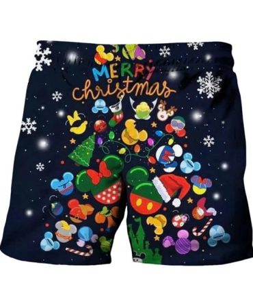 Festive Christmas Cartoon Print Shorts - Holiday Cheer & Comfort For Men/Women