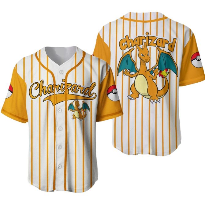 Charizard Baseball Jersey - Stylish Pokémon Fan Apparel For Kids & Adults