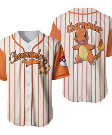 Charmander Baseball Jersey - Stylish Pokémon Fan Apparel - Unisex Sizes Available