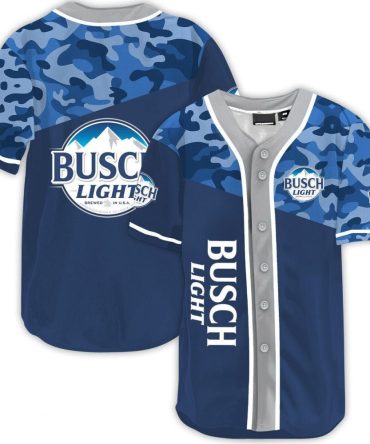 Busch Light Camo Baseball Jersey – Blue, Stylish & Comfortable Sportswear For Fans
