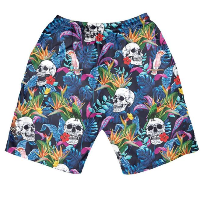 Tropical Skull Print Men'S Swim Shorts - Bold, Vibrant Beachwear For Summer Fun - Image 2