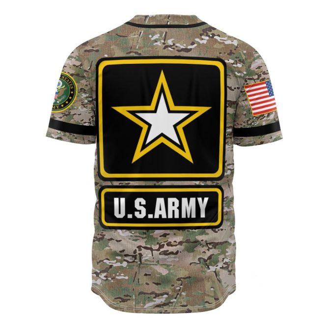 U.S. Army Veteran Camo Baseball Jersey - Patriotic Military Tribute Apparel - Image 3