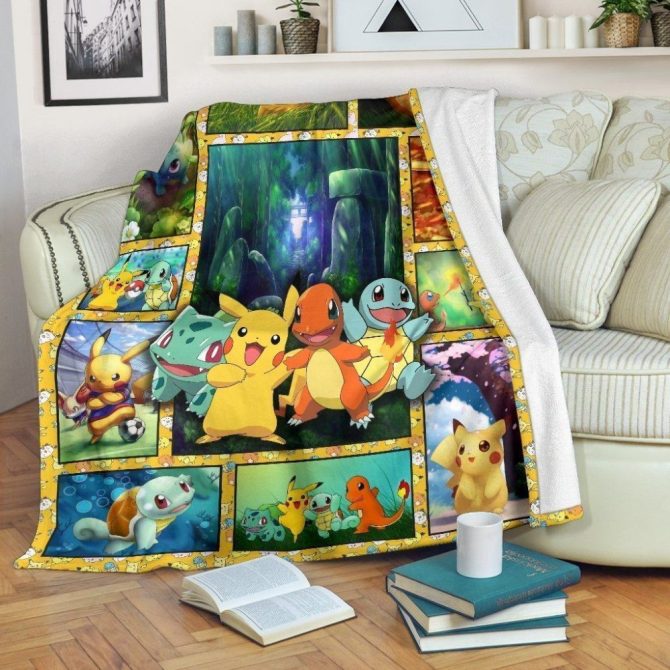 Cozy Pokémon Fleece Blanket - Vibrant Pikachu & Friends Design - Perfect For Fans! - Image 2