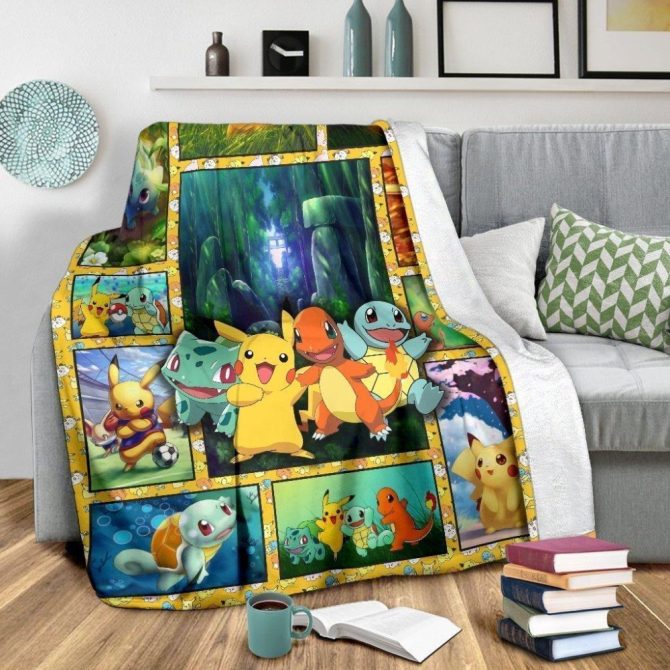 Cozy Pokémon Fleece Blanket - Vibrant Pikachu & Friends Design - Perfect For Fans! - Image 3