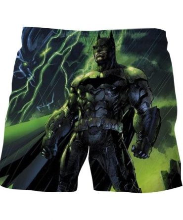 Men'S Superhero Graphic Swim Shorts - Dark Knight Design, Quick-Dry, Perfect For Beach & Pool