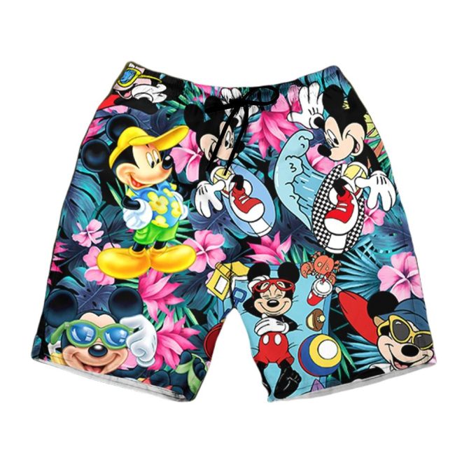 Vibrant Mickey Mouse Hawaiian Swim Trunks - Fun Disney Beachwear For Kids & Adults - Image 2