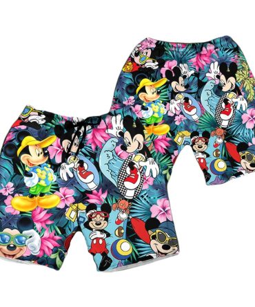 Vibrant Mickey Mouse Hawaiian Swim Trunks - Fun Disney Beachwear For Kids & Adults