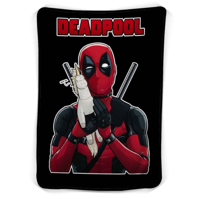 Cozy Deadpool Fleece Blanket With Cute Unicorn Print – Perfect Gift For Marvel Fans!