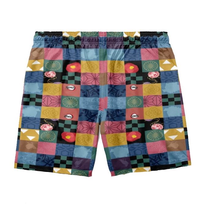 Vibrant Patchwork Board Shorts - Colorful Summer Swimwear For Men - Image 2