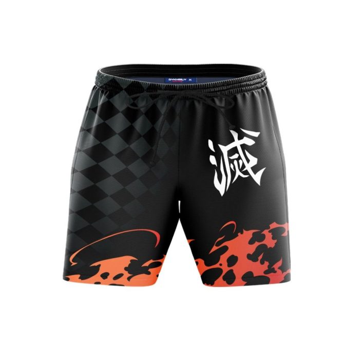 Men'S Anime-Style Black & Red Sports Shorts - Breathable, Lightweight Design - Image 2