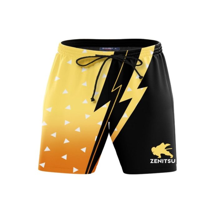 Zenitsu Lightning Bolt Swim Shorts - Anime Inspired Quick-Dry Beachwear