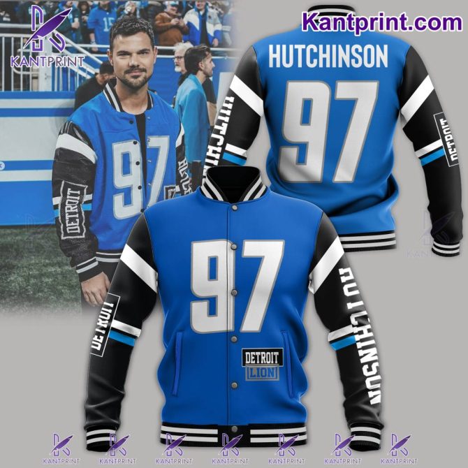 Detroit Lions Hutchinson #97 Varsity Jacket – Premium Fan Gear For Ultimate Style & Comfort