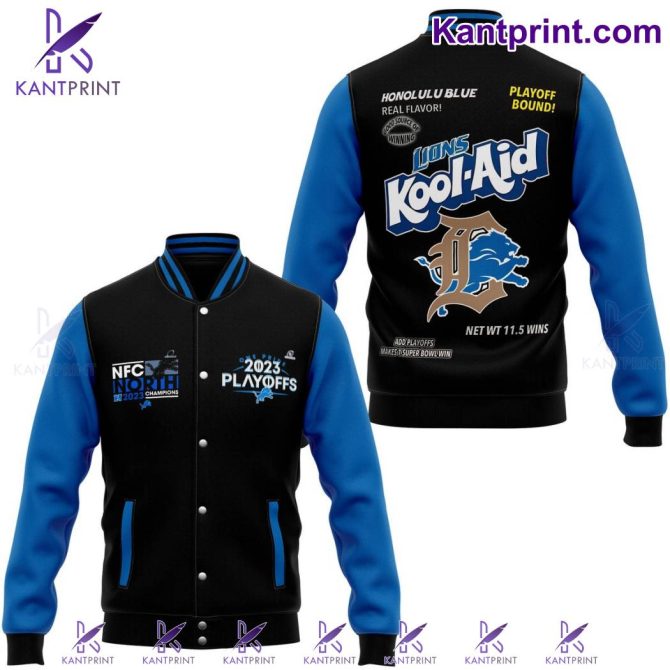 Lions 2023 Playoffs Varsity Jacket - Kool-Aid Design, Limited Edition, Blue/Black