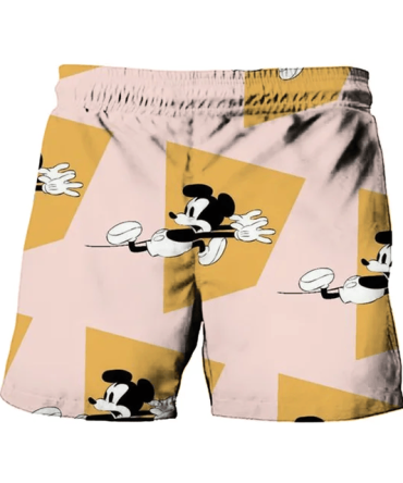 Men'S Cartoon Print Swim Shorts - Fun Summer Beachwear Trunks