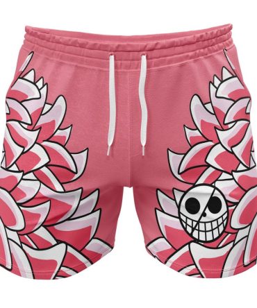 Men'S Pink Floral Skull Swim Shorts - Trendy Summer Beachwear