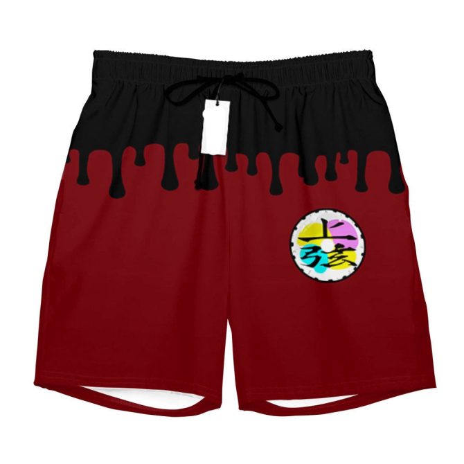 Unisex Drip Style Red & Black Graphic Shorts - Trendy Summer Wear - Image 2