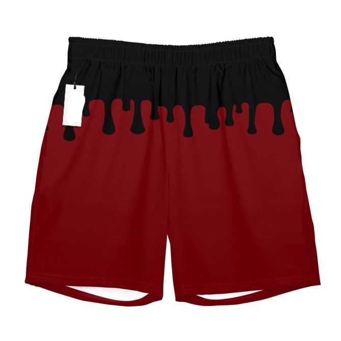 Unisex Drip Style Red & Black Graphic Shorts - Trendy Summer Wear - Image 3