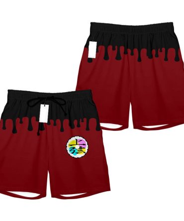 Unisex Drip Style Red & Black Graphic Shorts - Trendy Summer Wear