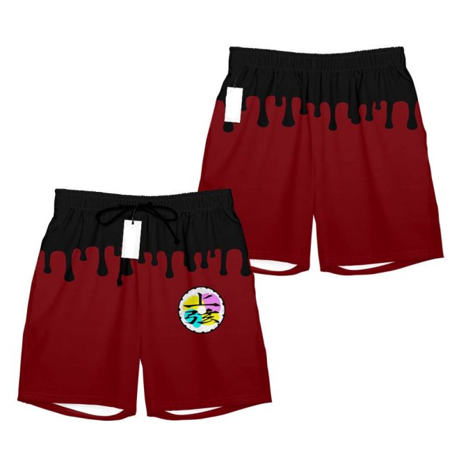 Unisex Drip Style Red & Black Graphic Shorts - Trendy Summer Wear