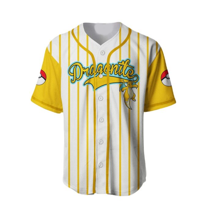 Dragonite Baseball Jersey - Stylish Pokémon Fan Apparel With Pokéball Design - Image 2