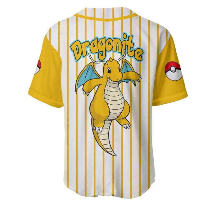 Dragonite Baseball Jersey - Stylish Pokémon Fan Apparel With Pokéball Design - Image 3