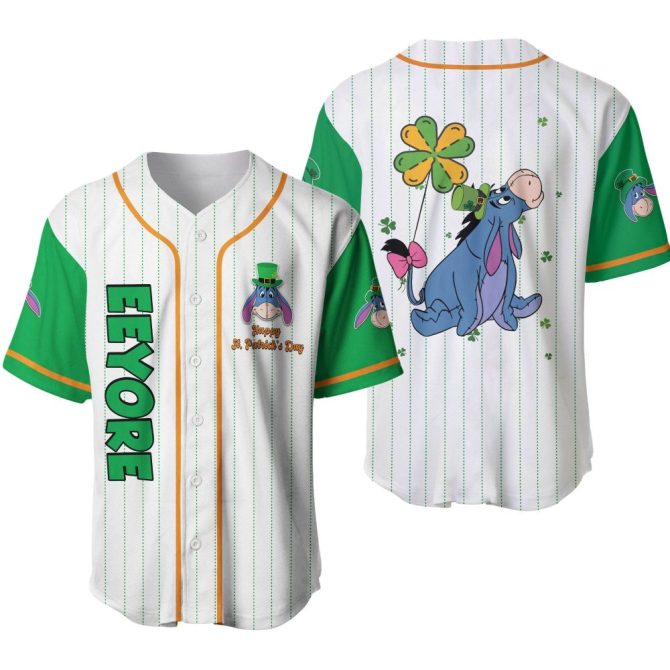 Celebrate St. Patrick'S With Eeyore Baseball Jersey – Fun & Unique Design!