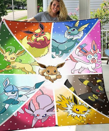 Colorful Eeveelution Fleece Blanket - Cozy Pokémon Fan Gift