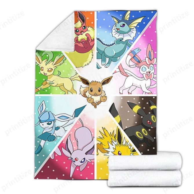 Colorful Eeveelution Fleece Blanket - Cozy Pokémon Fan Gift - Image 3