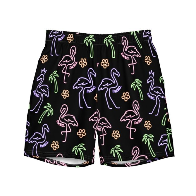 Neon Flamingo Swim Shorts - Vibrant Tropical Beachwear For Summer Fun