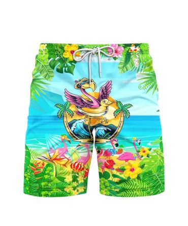 Vibrant Tropical Flamingo Swim Trunks – Perfect For Beach & Pool Adventures!
