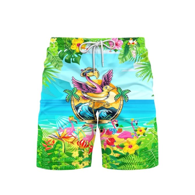 Vibrant Tropical Flamingo Swim Trunks – Perfect For Beach & Pool Adventures!