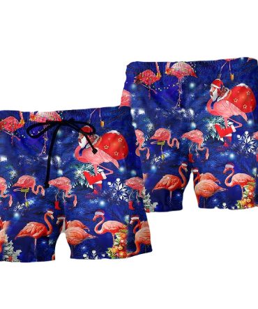 Festive Flamingo Santa Swim Shorts - Fun Christmas Beachwear For Men & Women