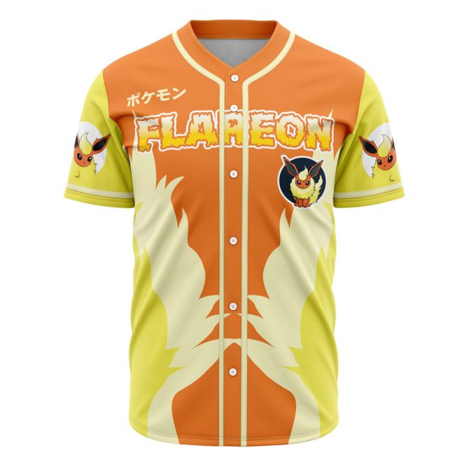 Flareon Anime Baseball Jersey - Vibrant Pokémon Fan Apparel For Gamers & Collectors