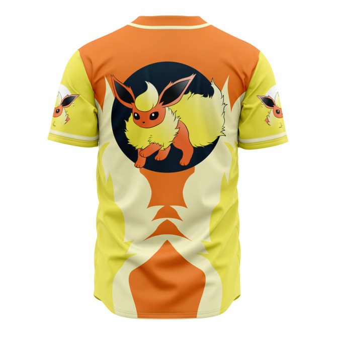 Flareon Anime Baseball Jersey - Vibrant Pokémon Fan Apparel For Gamers & Collectors - Image 2