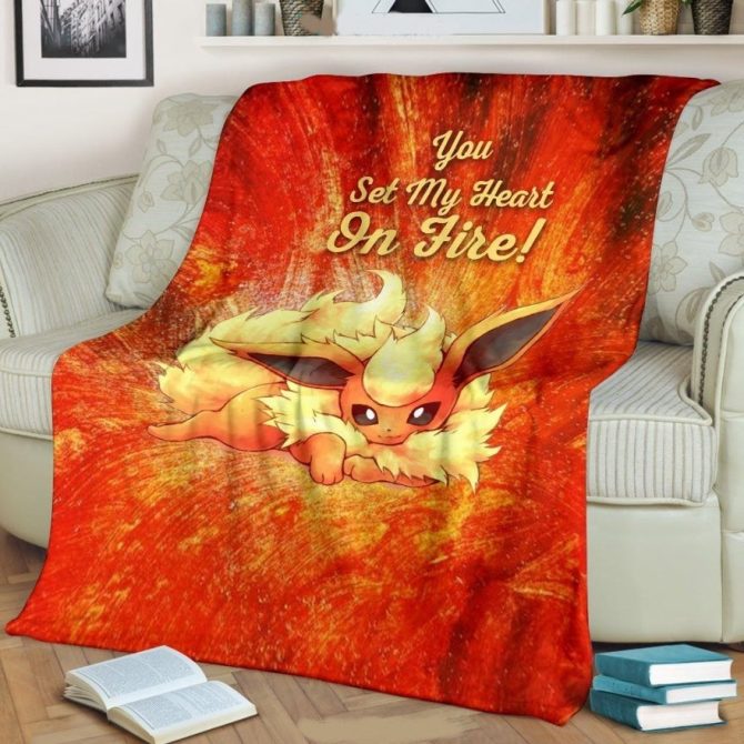 Cozy Flareon Blanket - 'Set My Heart On Fire' Design, Perfect Gift For Pokémon Fans! - Image 3