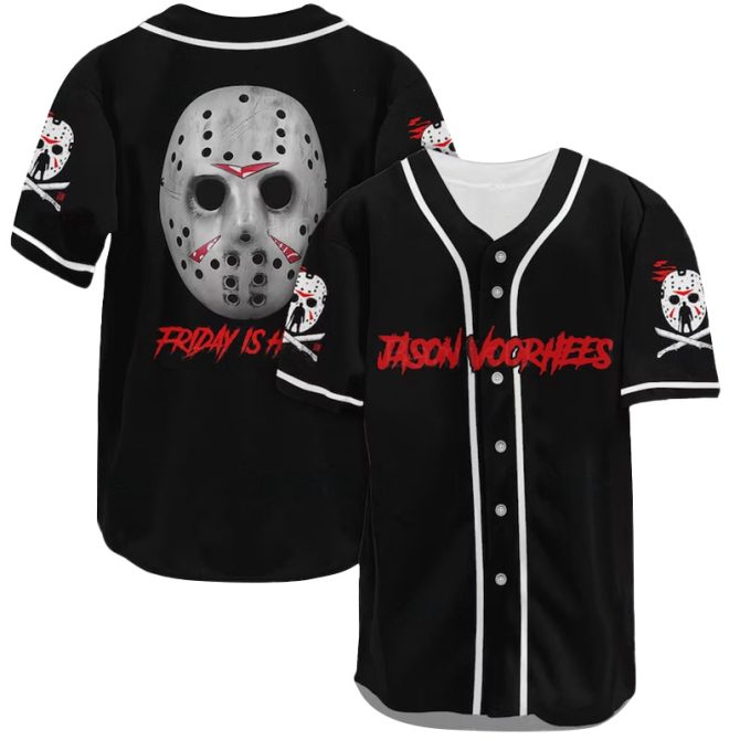 Horror-Themed Jason Voorhees Baseball Jersey - Perfect For Fans & Collectors