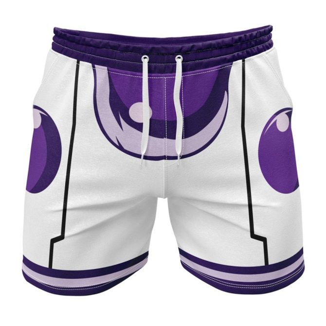 Men'S Anime-Inspired Purple & White Graphic Athletic Shorts - Trendy Summer Wear
