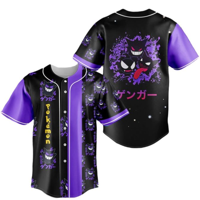 Catch 'Em All Gengar Baseball Jersey – Vibrant Pokémon Design, Perfect For Fans!