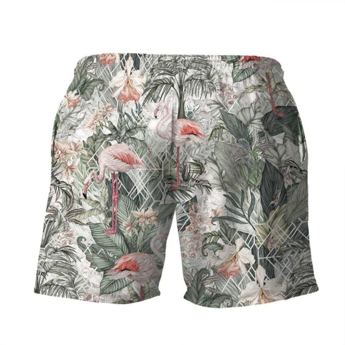 Men'S Tropical Flamingo Swim Shorts – Stylish Summer Beachwear With Drawstring Waist - Image 2
