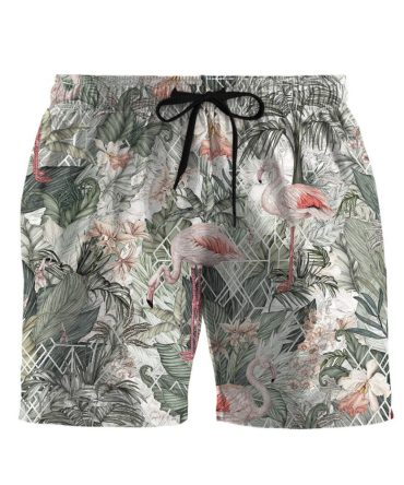 Men'S Tropical Flamingo Swim Shorts – Stylish Summer Beachwear With Drawstring Waist