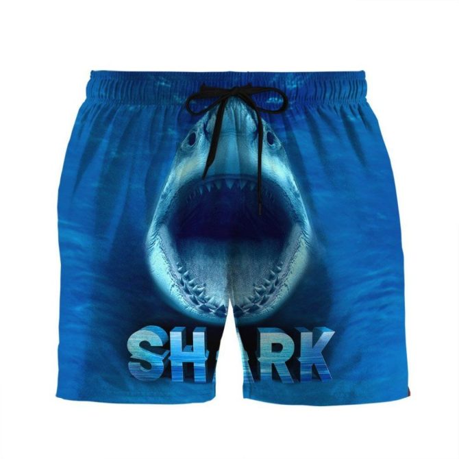 Men'S 3D Shark Swim Trunks - Bold Ocean Graphic Beach Shorts