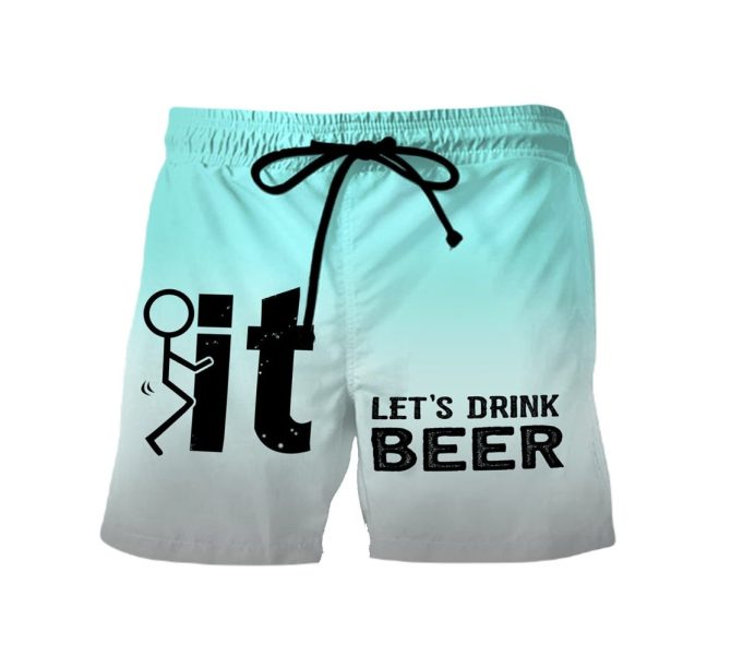 Funny Beach Shorts - 'It: Let'S Drink Beer' Design , Perfect Summer Swimwear For Men