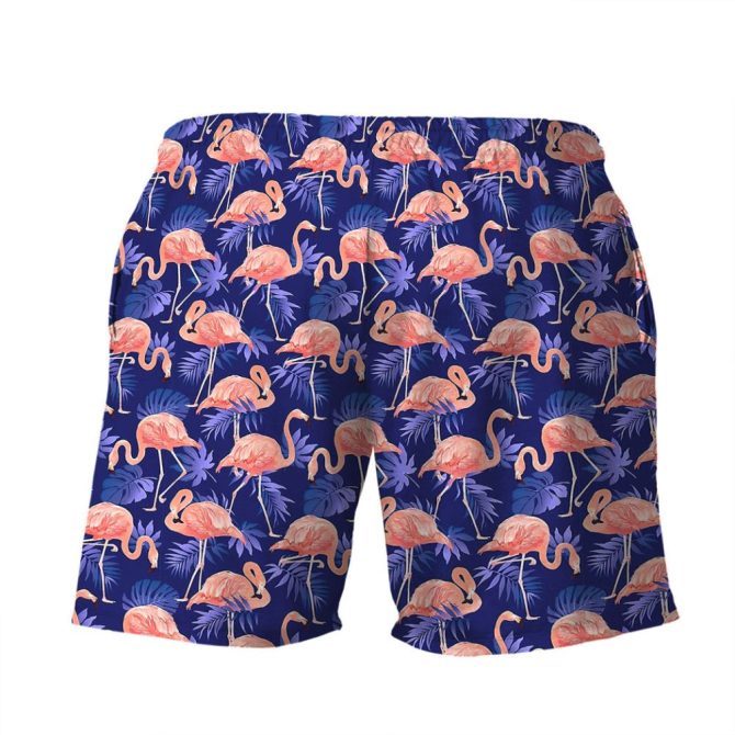 Men'S Tropical Flamingo Swim Shorts - Vibrant Quick-Dry Beachwear With Drawstring - Image 2