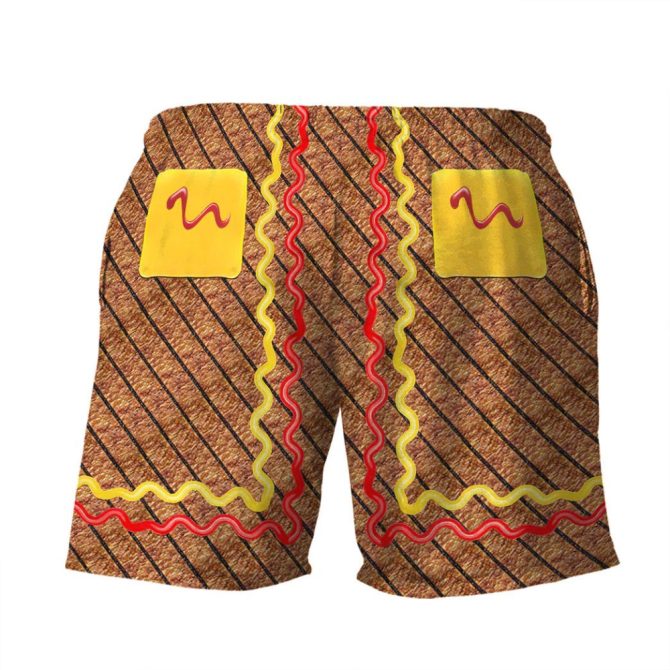 Fun Burger Print Swim Shorts - Quirky Beachwear For Food Lovers - Image 2
