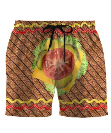 Fun Burger Print Swim Shorts - Quirky Beachwear For Food Lovers